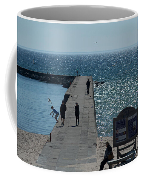 Frankfort Lighthouse Coffee Mug featuring the photograph Take the Plunge by Linda Kerkau