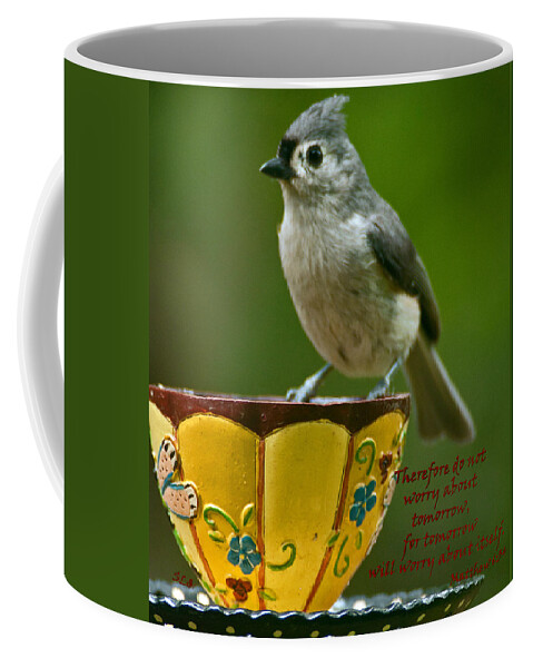 Black Capped Chickadee Coffee Mug featuring the photograph Taken Care Of by Sandra Clark