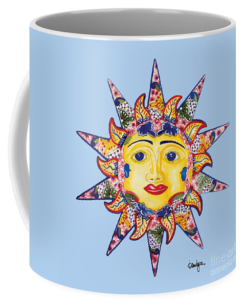 Blue Coffee Mug featuring the painting Talavera Sun-Blue by Kandyce Waltensperger