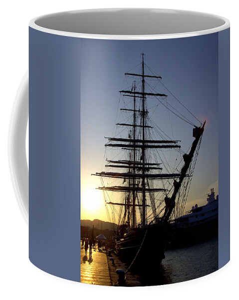 Ibiza Coffee Mug featuring the photograph Tall Ship in Ibiza town by Steve Kearns