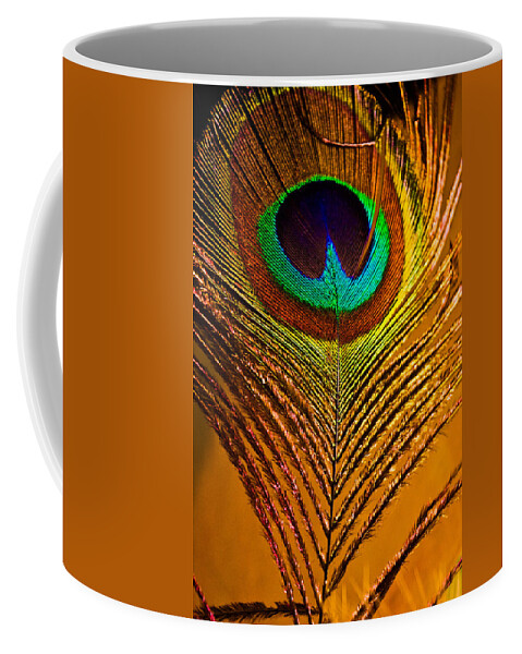 Peacock Feather Coffee Mug featuring the photograph Tan Feather by Adria Trail