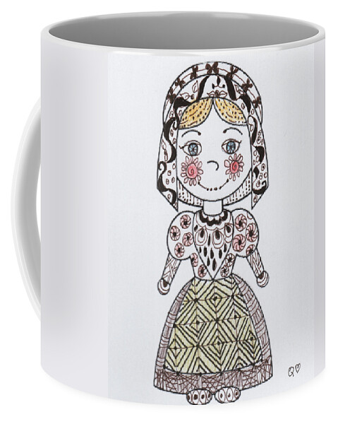 Pilgrims Coffee Mug featuring the drawing Tangled Pilgrim 3 by Quwatha Valentine