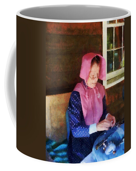 Lace Coffee Mug featuring the photograph Tatting Lace by Susan Savad
