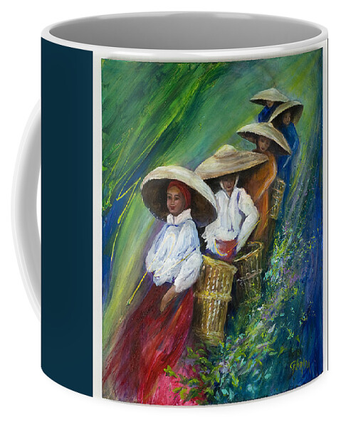 Artwork Coffee Mug featuring the painting Tea Leaves on Parade by Csilla Florida