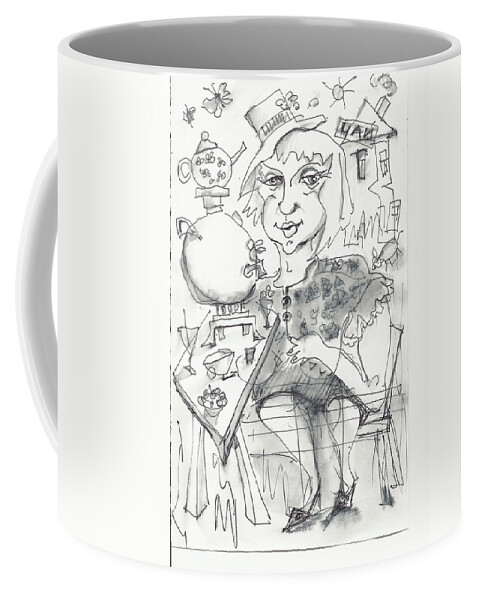 Caricature Coffee Mug featuring the painting Tea time 4 by Maxim Komissarchik