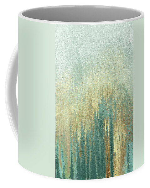 Teal Coffee Mug featuring the mixed media Teal Golden Woods by Roberto Gonzalez