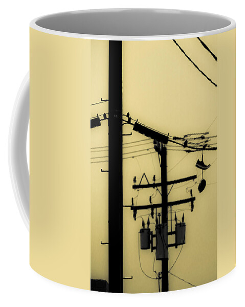 Telephone Pole Coffee Mug featuring the photograph Telephone Pole and Sneakers 5 by Scott Campbell