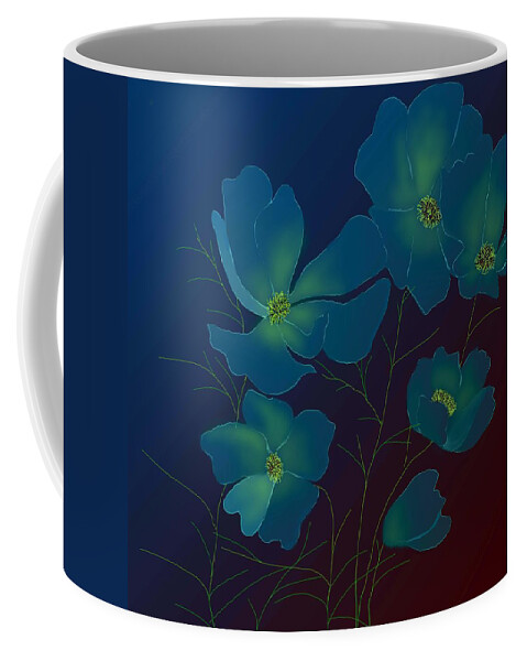 Cosmos Flowers Painting Coffee Mug featuring the digital art Tender cosmos by Latha Gokuldas Panicker