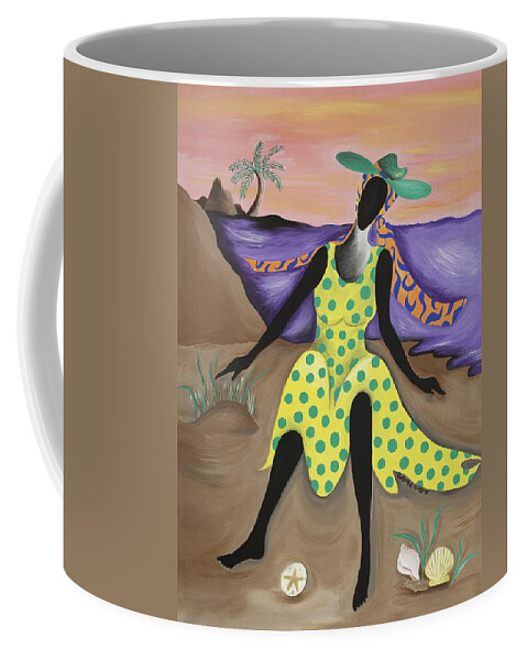 Black Art Coffee Mug featuring the painting Test the Waters by Patricia Sabreee
