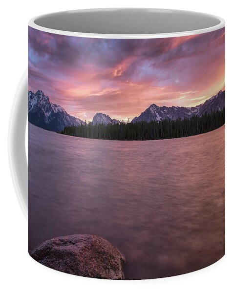 Horizontal Coffee Mug featuring the photograph Teton Firesky by Jon Glaser