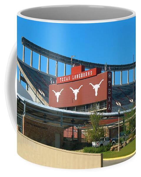 Texas Memorial Stadium Coffee Mug featuring the photograph Texas Memorial Stadium - U T Austin Longhorns by Connie Fox
