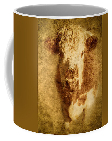 Art Coffee Mug featuring the photograph Textured Hereford Cow by Mark Llewellyn