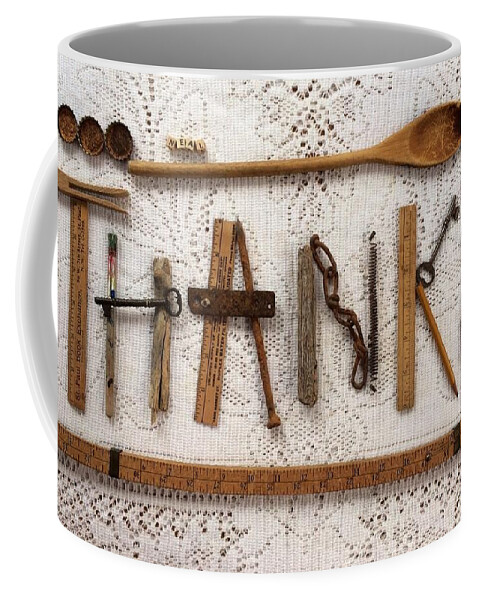Thanks Coffee Mug featuring the mixed media Thanks by Carol Neal
