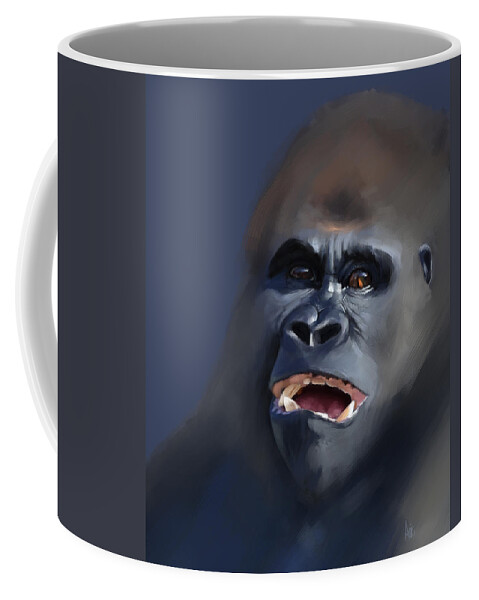 Gorilla Coffee Mug featuring the painting That's Pretty Funny Actually by Arie Van der Wijst