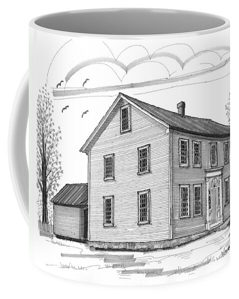 Vermont Coffee Mug featuring the drawing The Alexander Twilight House by Richard Wambach