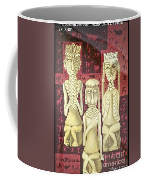 Figurative Abstract Coffee Mug featuring the painting The Ancient Wedding by Fei A