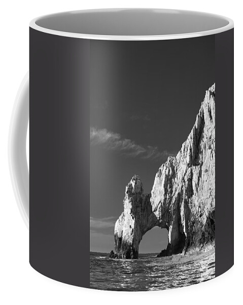 Los Cabos Coffee Mug featuring the photograph The Arch in Black and White by Sebastian Musial