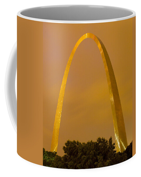 St Louis Coffee Mug featuring the photograph The Arch in the glow of St Louis city lights at night by Garry McMichael