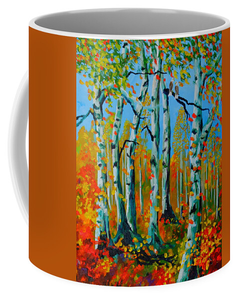 Aspen Trees Canvas Prints Coffee Mug featuring the painting The Aspens by Cheryl Nancy Ann Gordon
