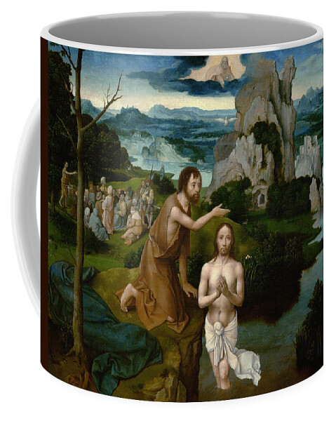 Joachim Patinir Coffee Mug featuring the painting The Baptism of Christ by Joachim Patinir