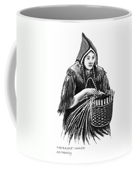 Passamaquoddy Tribe Coffee Mug featuring the mixed media The Basket Maker by Art MacKay