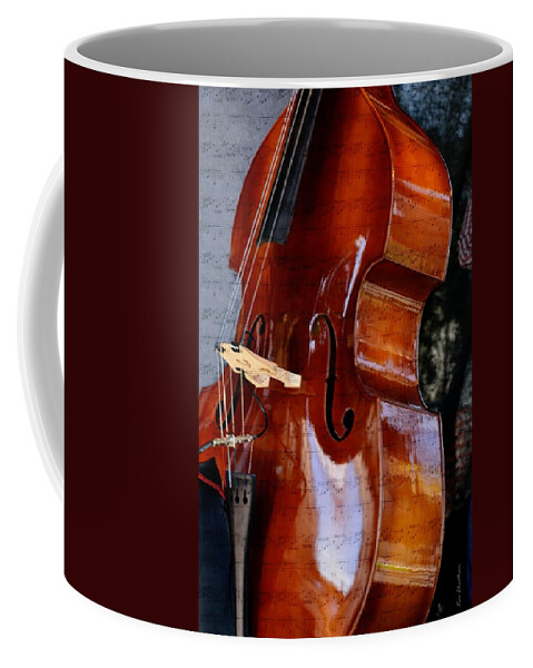 Bass Fiddle Coffee Mug featuring the mixed media The Bass of Music by Kae Cheatham