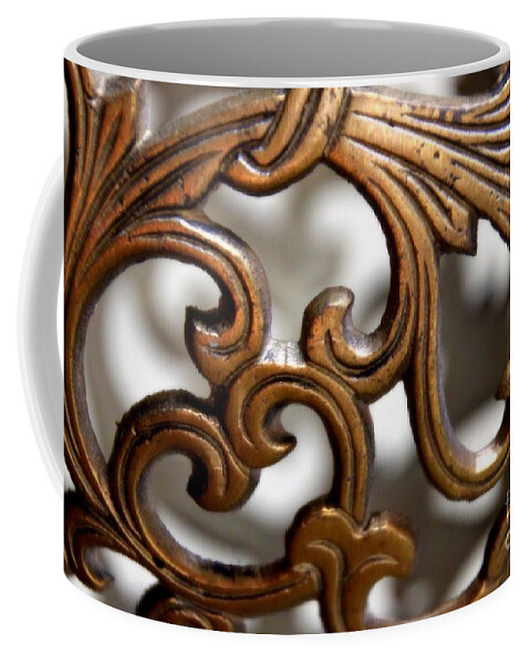 Scrolls Coffee Mug featuring the photograph The beauty of brass scrolls 1 by Jennifer E Doll