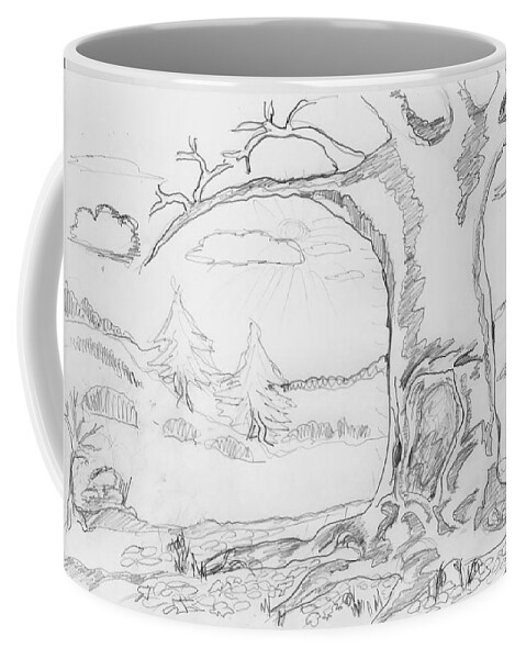 Landscape Coffee Mug featuring the painting The big oak by Felicia Tica