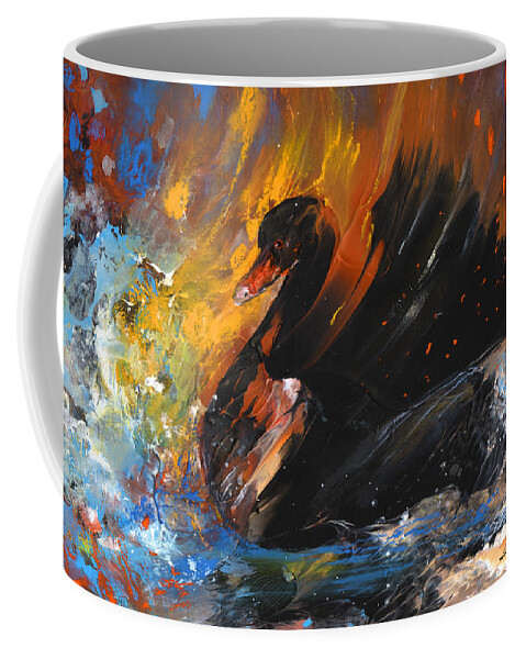 Fantasy Coffee Mug featuring the painting The Black Swan by Miki De Goodaboom