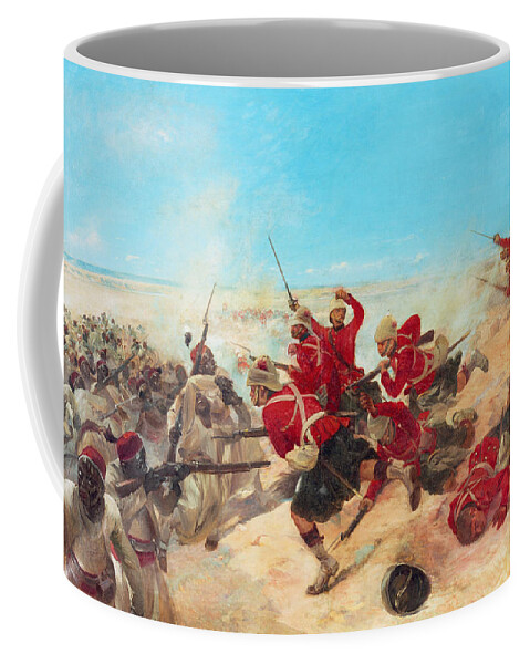 Egyptian Mutiny Coffee Mug featuring the painting The Black Watch At The Battle by Henri-Louis Dupray