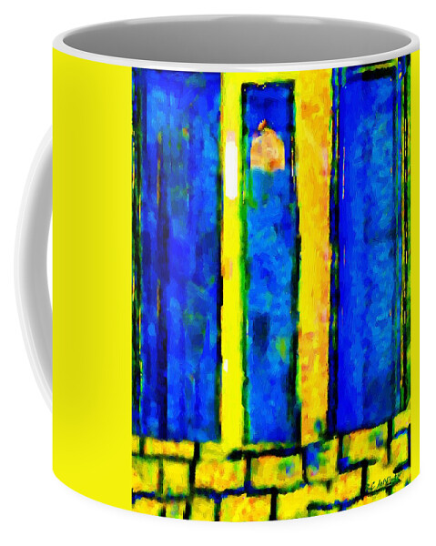 Semi-abstract Coffee Mug featuring the painting The Blue Doors of la Rue des Fauves by RC DeWinter