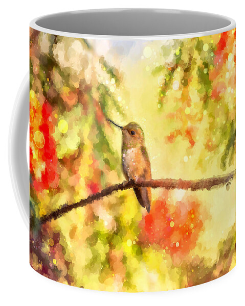 Ipad Coffee Mug featuring the painting The Bubbly World of a Hummingbird by Angela Stanton