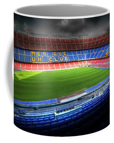 Camp Coffee Mug featuring the photograph The Camp Nou stadium in Barcelona by Michal Bednarek
