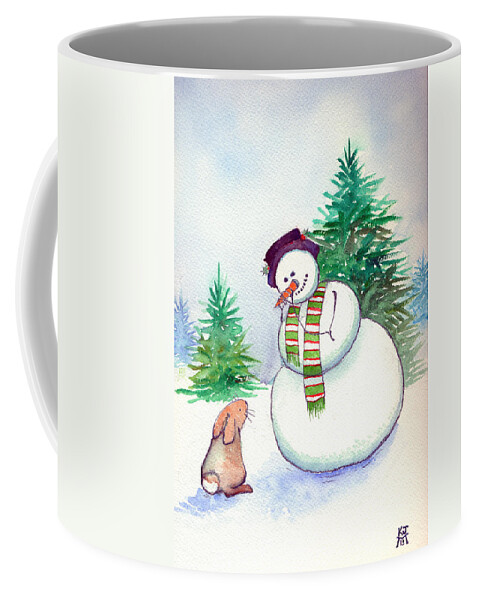 Snowman Coffee Mug featuring the painting The Carrot by Katherine Miller