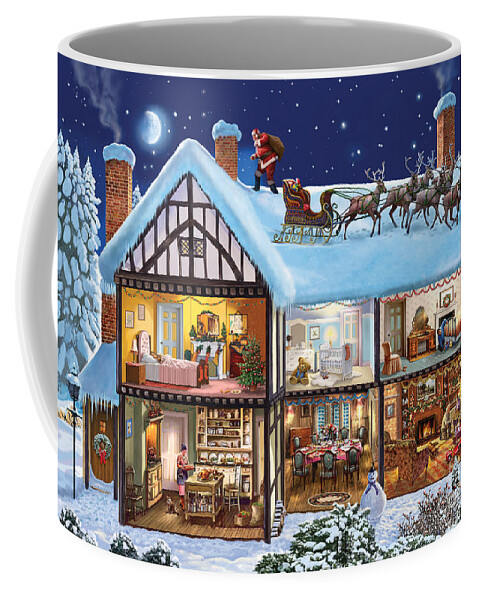 Christmas Coffee Mug featuring the digital art Christmas House by MGL Meiklejohn Graphics Licensing