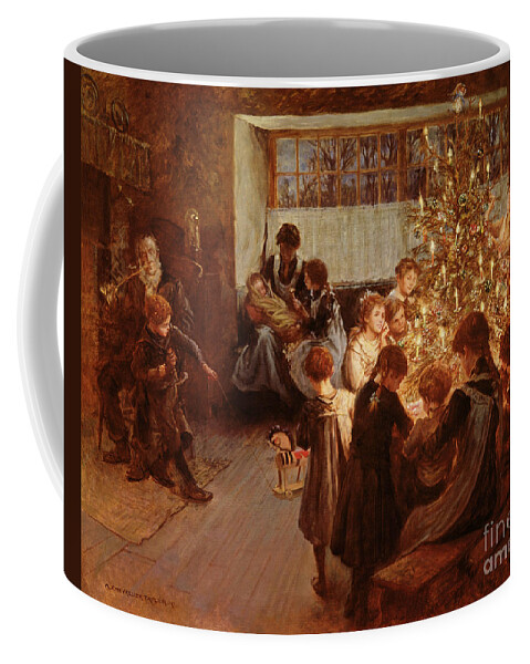 Victorian Sentiment Coffee Mug featuring the painting The Christmas Tree by Albert Chevallier Tayler