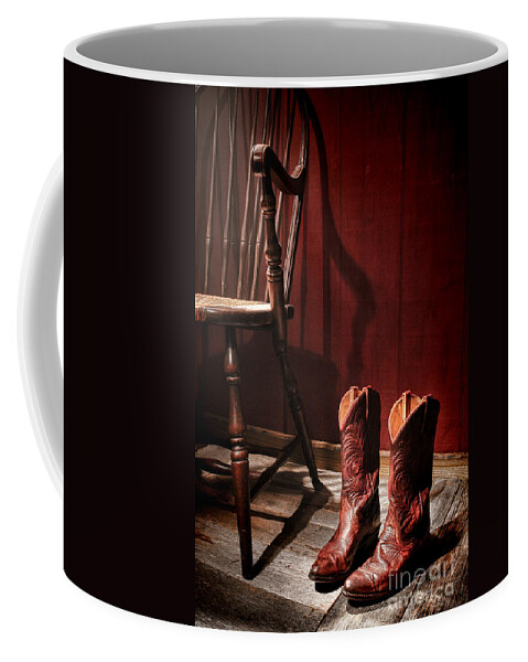 The Cowgirl Boots And The Old Chair Coffee Mug For Sale By Olivier
