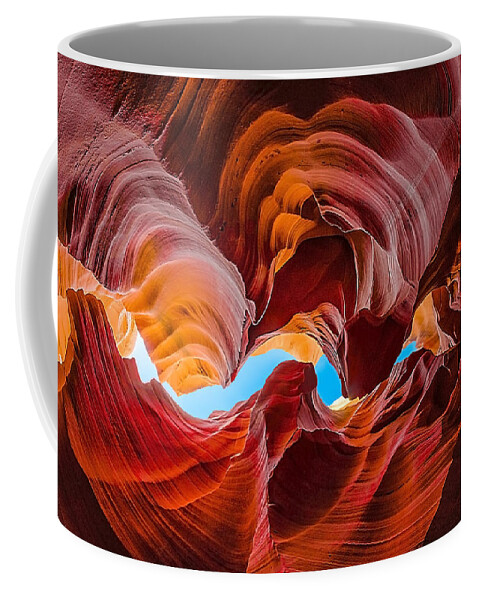 Antelope Canyon Coffee Mug featuring the photograph The Crack in the Sky by Jason Chu