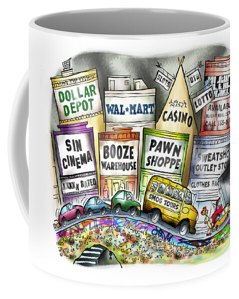 Urban Coffee Mug featuring the digital art The Delights Of Modern Civilization by Mark Armstrong