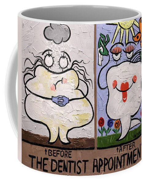 The Dentist Appointment Coffee Mug featuring the painting The Dentist Appointment Dental Art By Anthony Falbo by Anthony Falbo