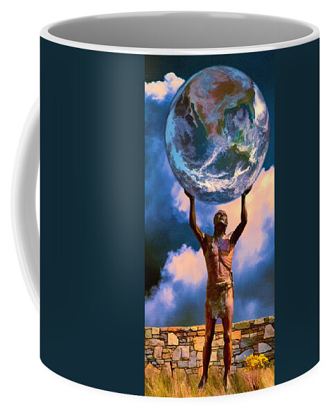Cherokee Coffee Mug featuring the painting The Earth is in Our Hands by John Haldane