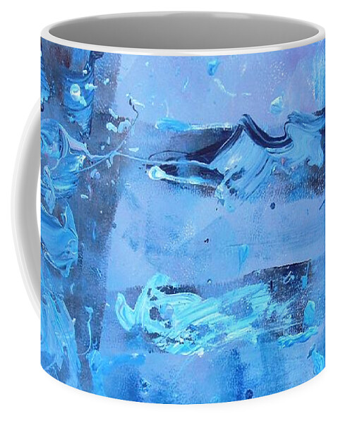 Abstract Shades Of Blues Coffee Mug featuring the painting The Feeling of Blue by Rebecca Flores