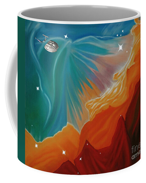 Starship Coffee Mug featuring the painting The Final Frontier by Barbara McMahon