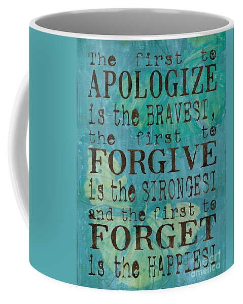 Inspirational Coffee Mug featuring the painting The First to Apologize by Debbie DeWitt