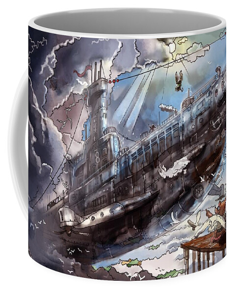Wurtherington Coffee Mug featuring the painting The Flying Submarine by Reynold Jay