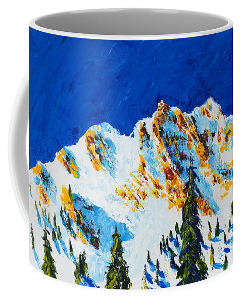 Mountains Coffee Mug featuring the painting The Four Sisters by Walt Brodis