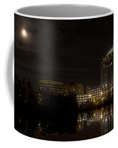 Wausau Coffee Mug featuring the photograph The Full Moon over the Dudley Tower by Dale Kauzlaric