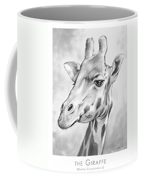 African Coffee Mug featuring the drawing The Giraffe by Greg Joens