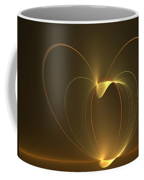 Fractal Coffee Mug featuring the digital art The Golden Heart by Gabiw Art