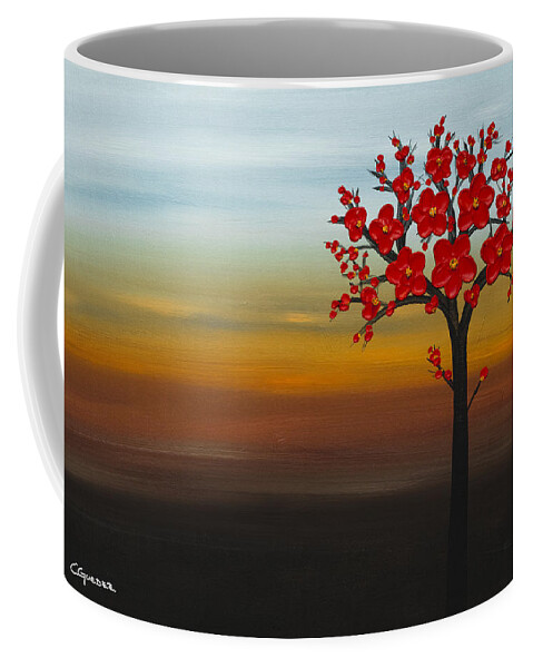 Red Poppies Painting Coffee Mug featuring the painting The Golden Hour by Carmen Guedez
